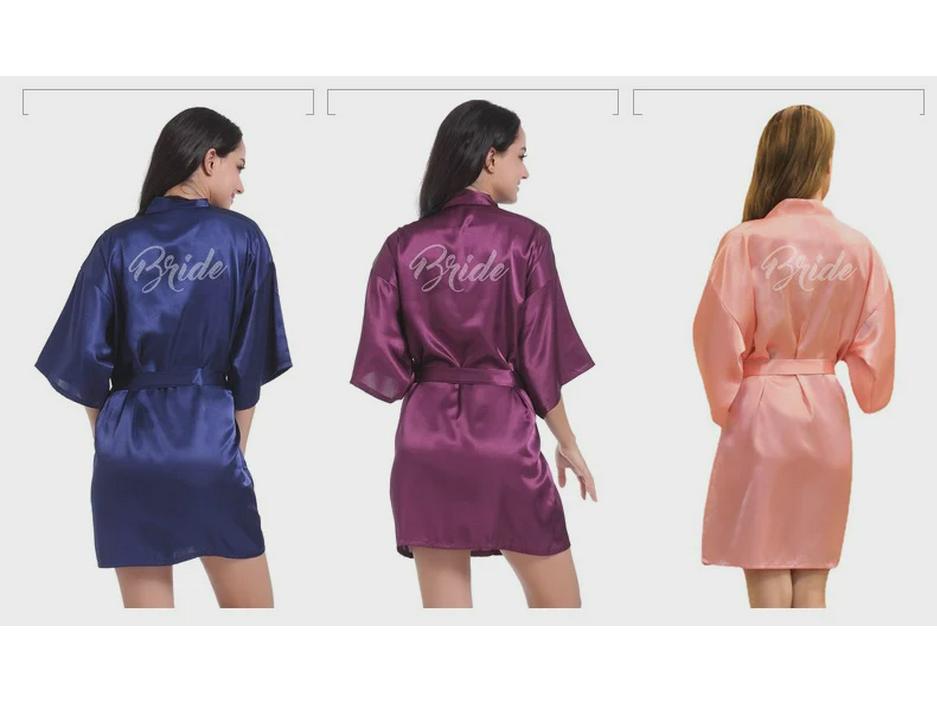 Summer Bride Wedding Nightgown Cardigan, Thin Five-Point Sleeve, Solid Color Morning Gown