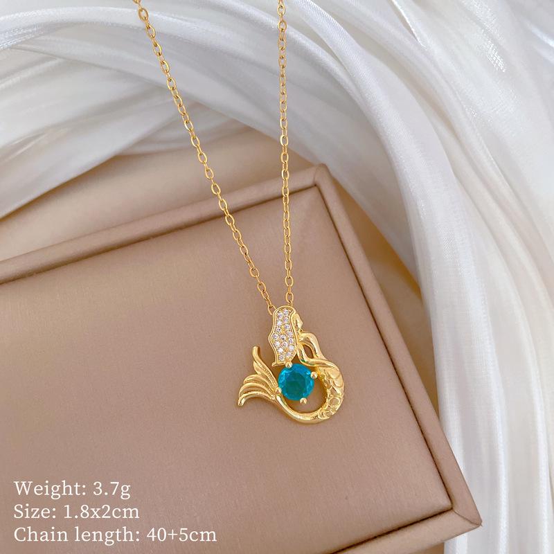 Mickey Head Heavy Industry Necklace Women'S Copper Micro-Inlaid Real Gold Electroplating Delicate Clavicle Chain Neck Chain