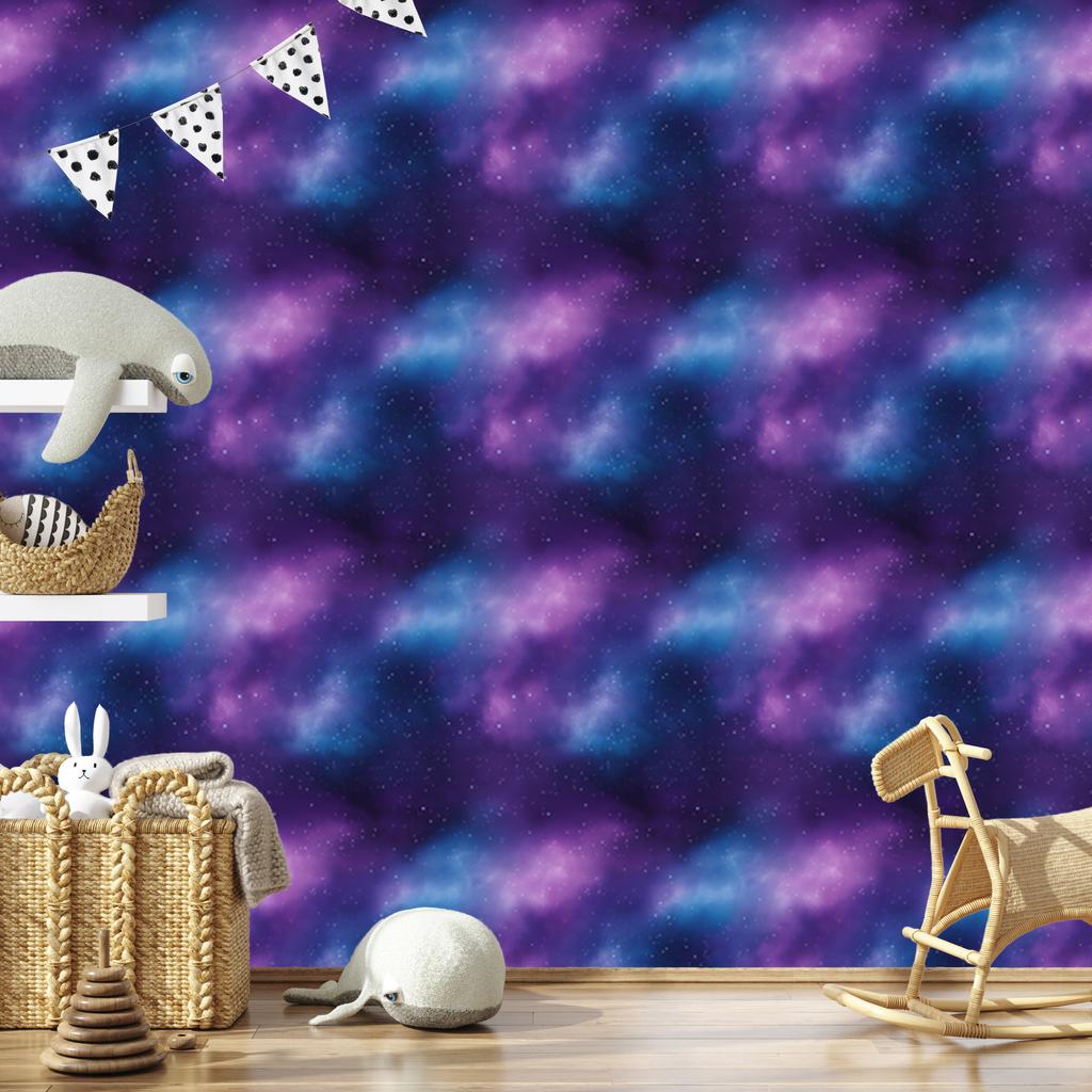Watercolor Galaxy Wallpaper Blue, Violet, Indigo and Navy Blue 50x1000