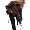 European and American Cross-Border Women's Tie-Waist Wool Coat: Autumn/Winter Long Sleeve Jacket