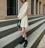 2026 Spring French Drape Puff Sleeve Belted Fluffy Skirt Dress for Women