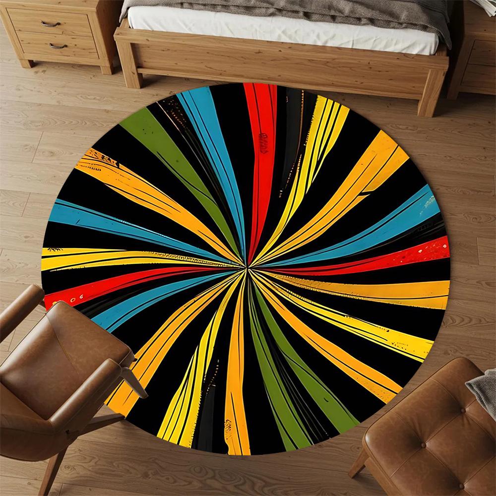 1pc colorful spiral Round Chair mat Area Rug - Non-Slip, Floor Mat for Office, Bedroom, and Indoor Decor -1002253