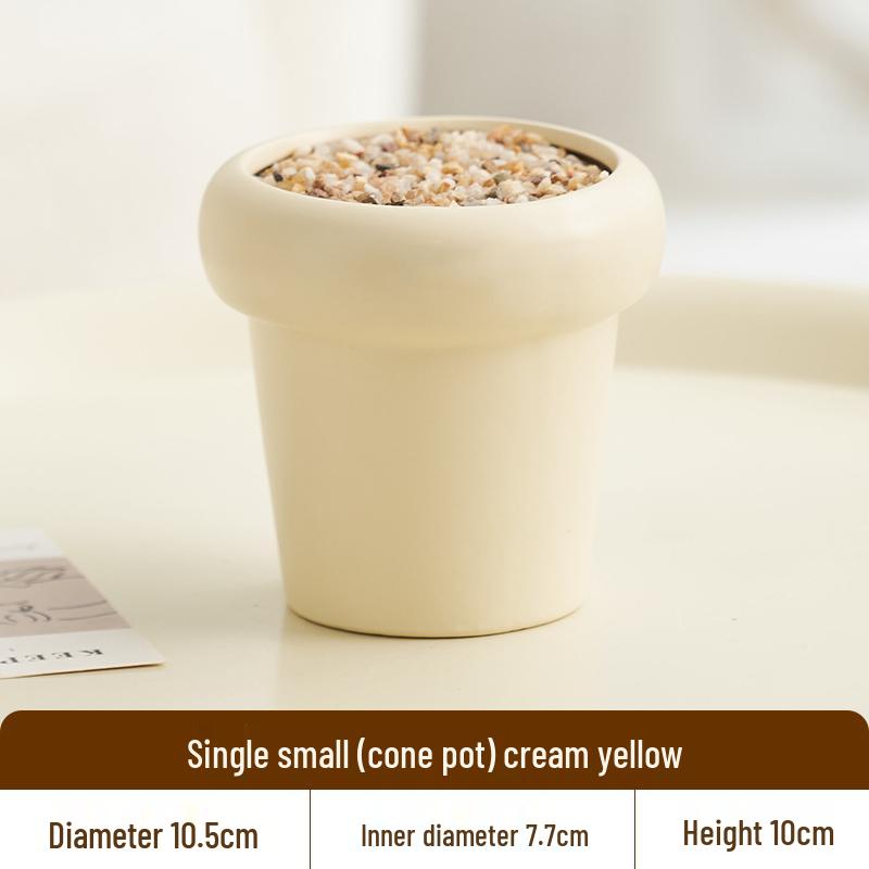 Nordic Style Cream Ceramic Succulent Pot for Phalaenopsis and Green Plants