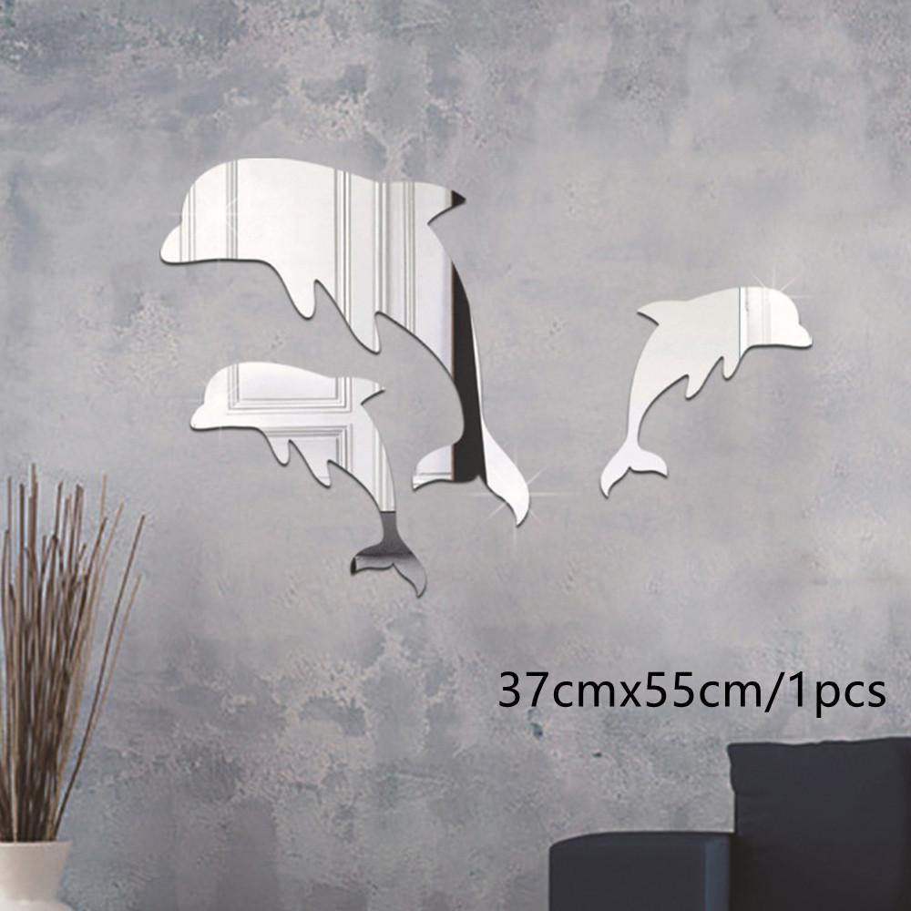 

3D Зеркальная Наклейка на Стену Дельфин Эстетический Декор Комнаты Зеркальная Наклейка Фон для Спальни Съемные Аппликации Гостиная серебряный