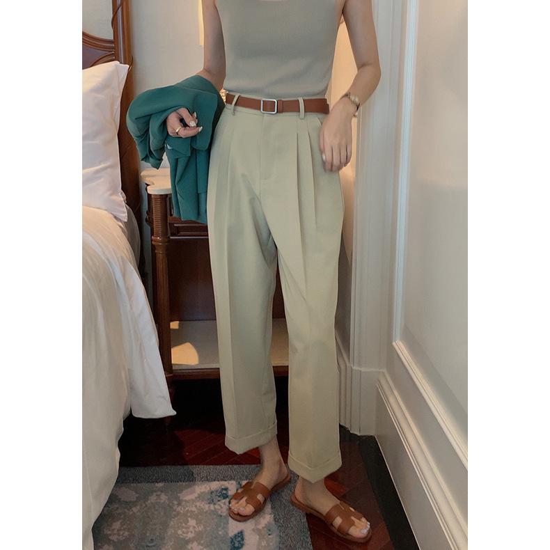 Ge Ming Women s High-Waisted Korean Style Loose Suit Pants L