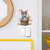 Hand Painted Cartoon Mouse Switch Plate Sticker for Bedroom Living Room Background Wall Decor Removable Decal