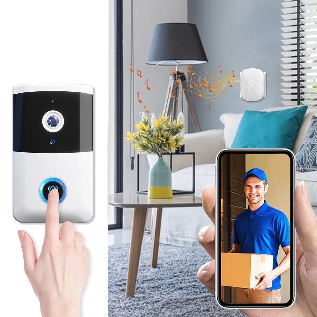 Smart trådløst ringeklokkekamera, intelligent dørklokke fjernkontroll videoringeklokke Visual ringeklokke Hjem HD natt WiFi dørklokke for hjemmet