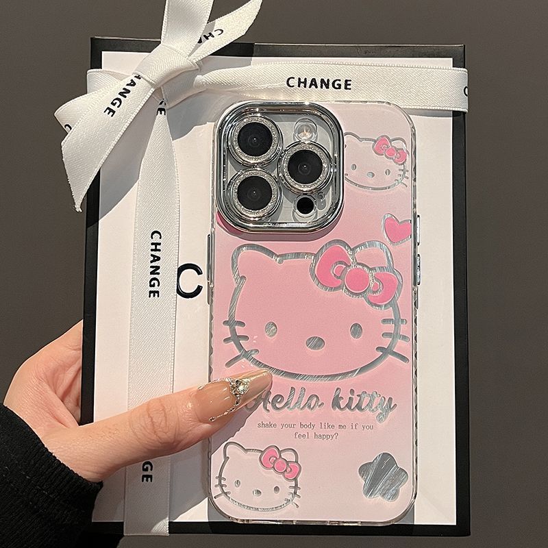 Cartoon Girl Heart Ins Feather Hello Kitty for Apple 16promax Mobile Phone Case 14 Lens Film 13pro