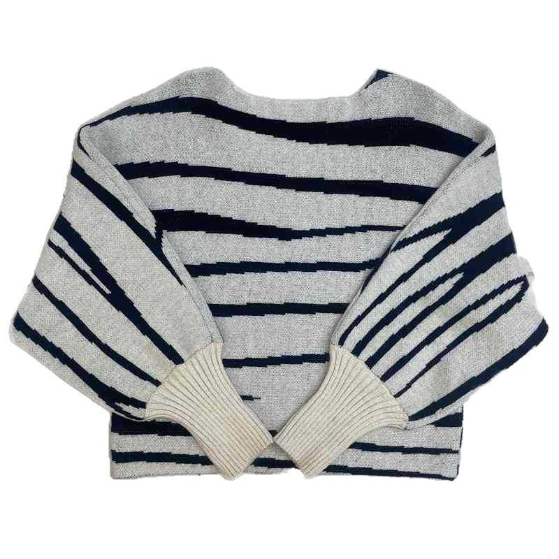 Winter Zebra Streifen Locker Schulterfrei Strickpullover Große Größen Farbblock Fledermausärmel Oberteil Damen