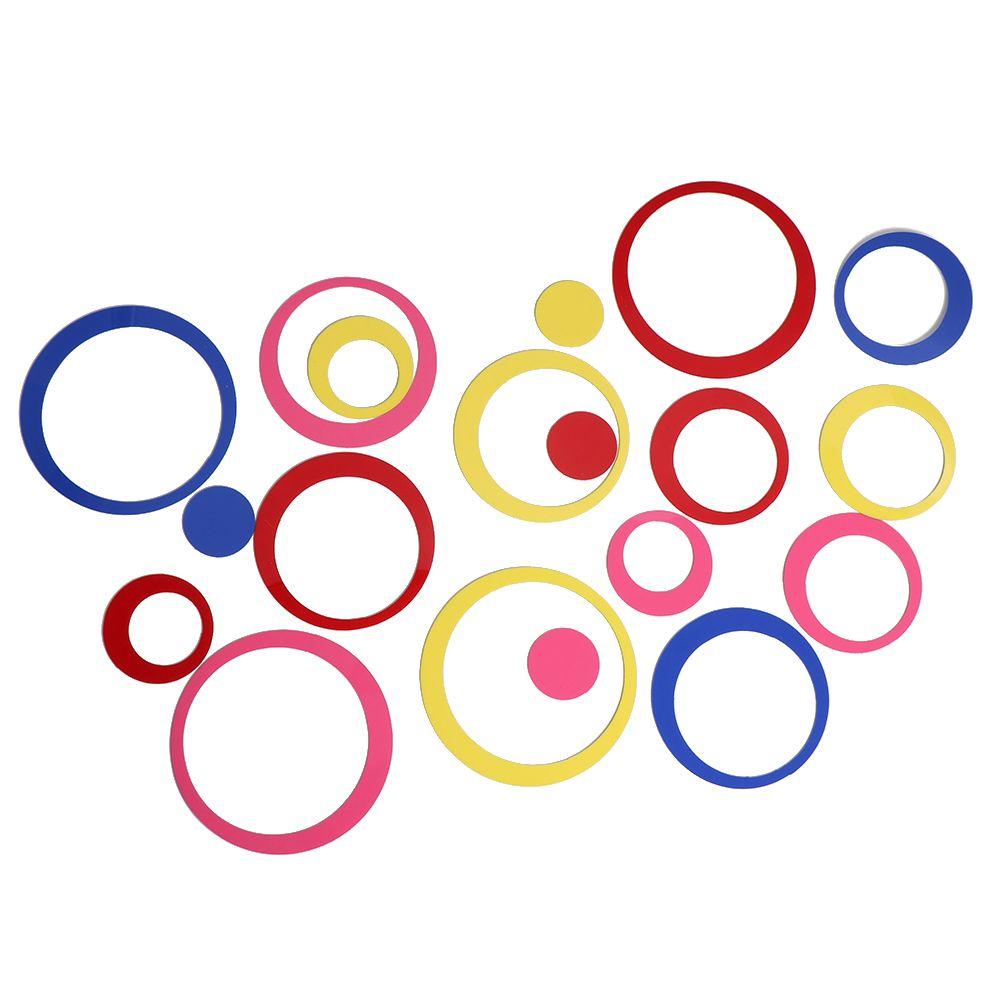 5PCS/Set Acrylic TV Background Home Decor 3D Circles Mural Round Decals Wall Stickers