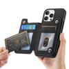 For iPhone 16 Pro Case Magnetic Detachable Zipper Card Holder Leather+TPU Phone Cover