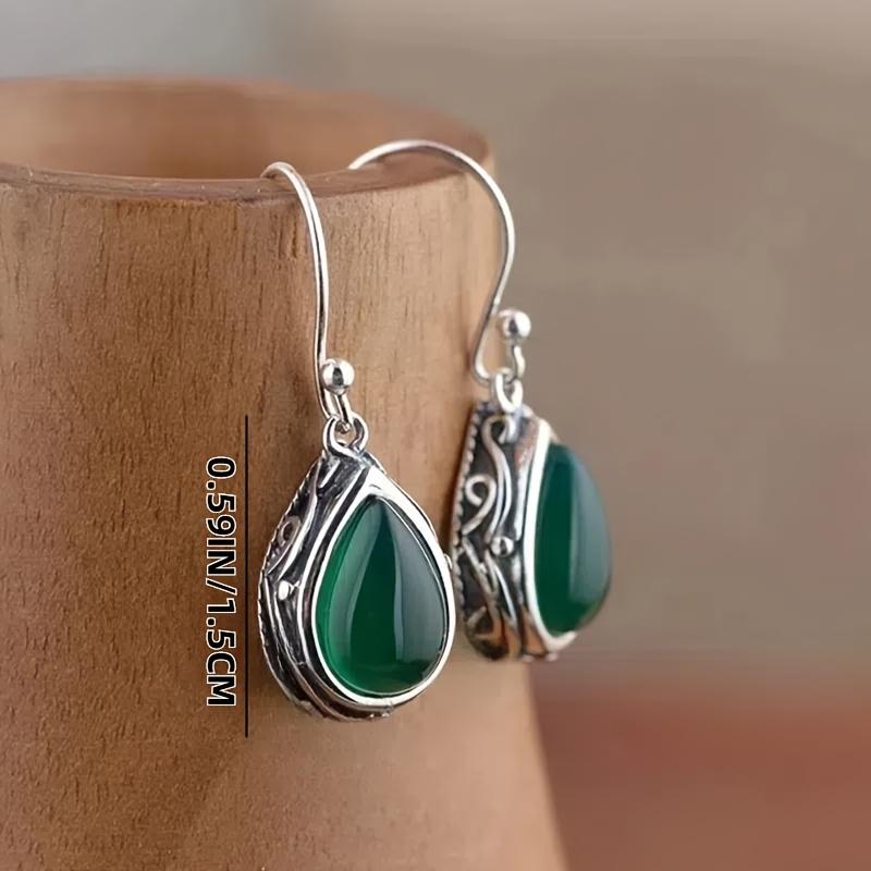 [Boho Earrings] Boho Retro 1 Pair Green Drop Earrings | Stylish for Casual Attire, Holiday Gift