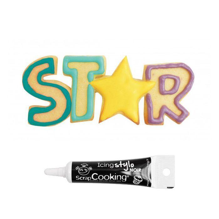 Découpoir à biscuits en inox Star + Stylo de glaçage noir