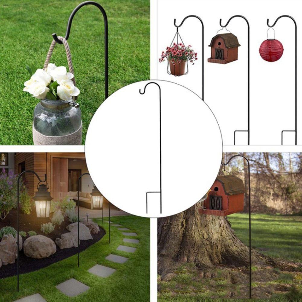 Metal Shepherd Hook Detachable Hanging Hook Garden Utensils Ground Insertion Rod  Light