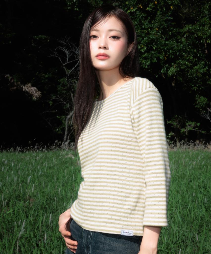 ROSEFRANTZ Stripe Three-Quarter Sleeve [Green]