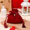 Red Wedding Candy Packaging Bags Velvet Drawstring Pouch Handbag Sweets Chocolate Packing Bag