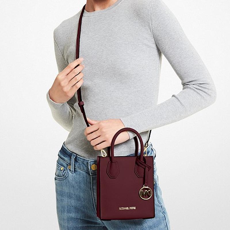 New MICHAEL KORS Mercer Cow Leather Sheet Music Bag, Trunk Bag, Shoulder Bag, Crossbody Bag Mini Women's Fuchsia 35S1GM9T0L-580