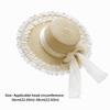 Flower Straw Hat Big Bowknot Wide Brim Hat Lolita Sun Protection Hat  Seaside Vacation