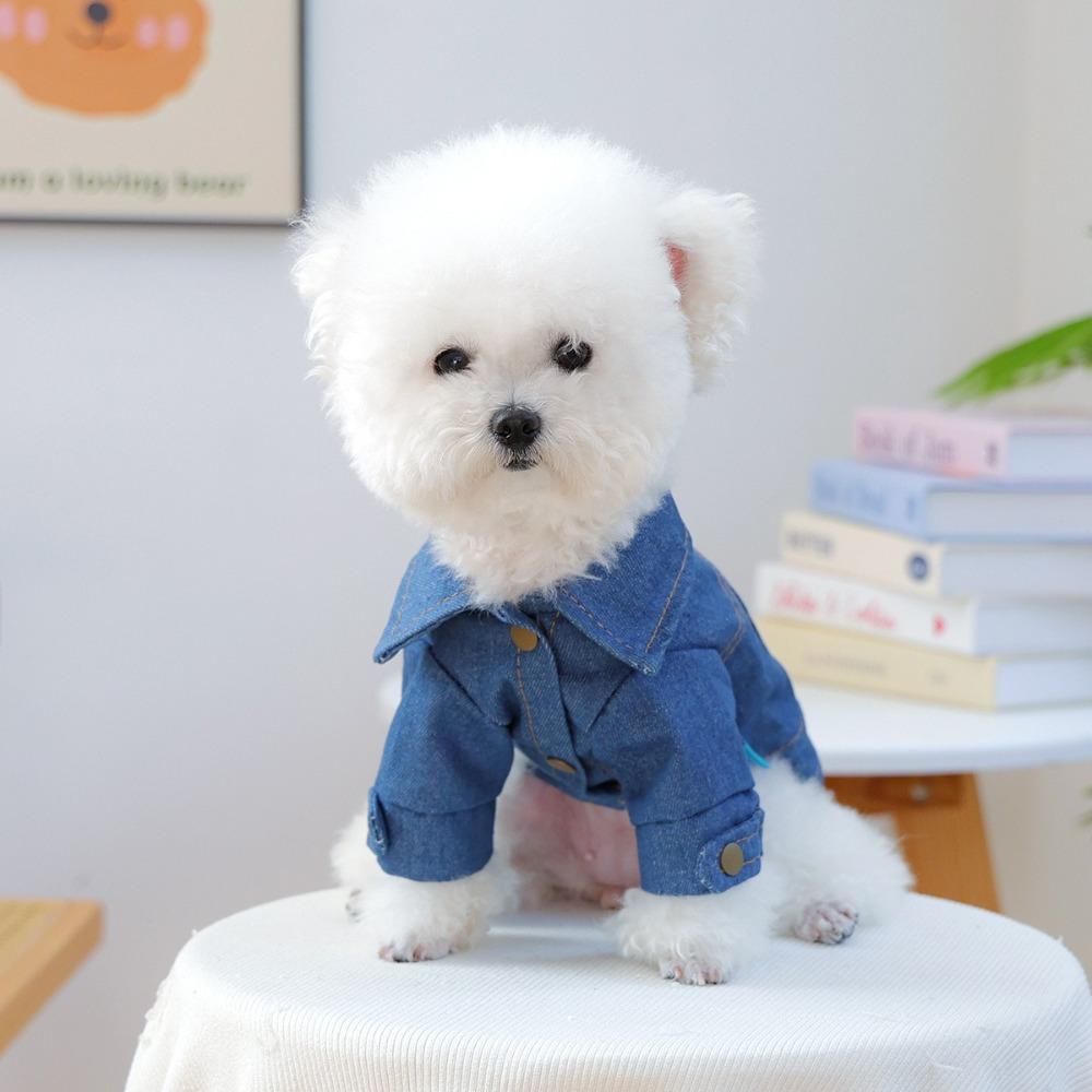 Blue Dog Denim Clothes Cute Dog Hoodie Creative Pet Costumes  Pet Supplies
