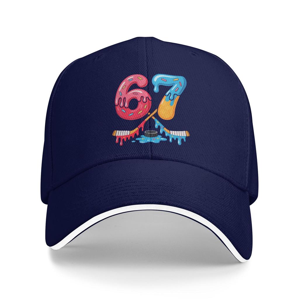 Summer Casual Baseball Cap Hockey Number 67 Donut Ice Cream Birthday Hiking Fishing Trucker Hat For Men Streetwear Baseball Caps