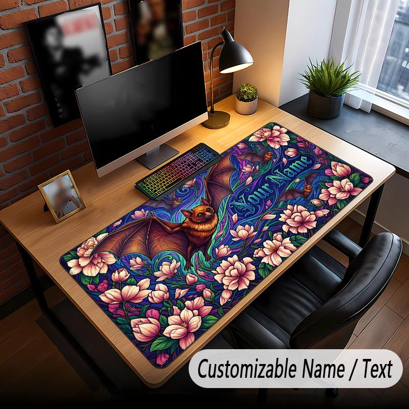 Rose Floral Theme Custom Mouse Pad Personalized With Name Text Customized Desk Mat For Office Home Decor