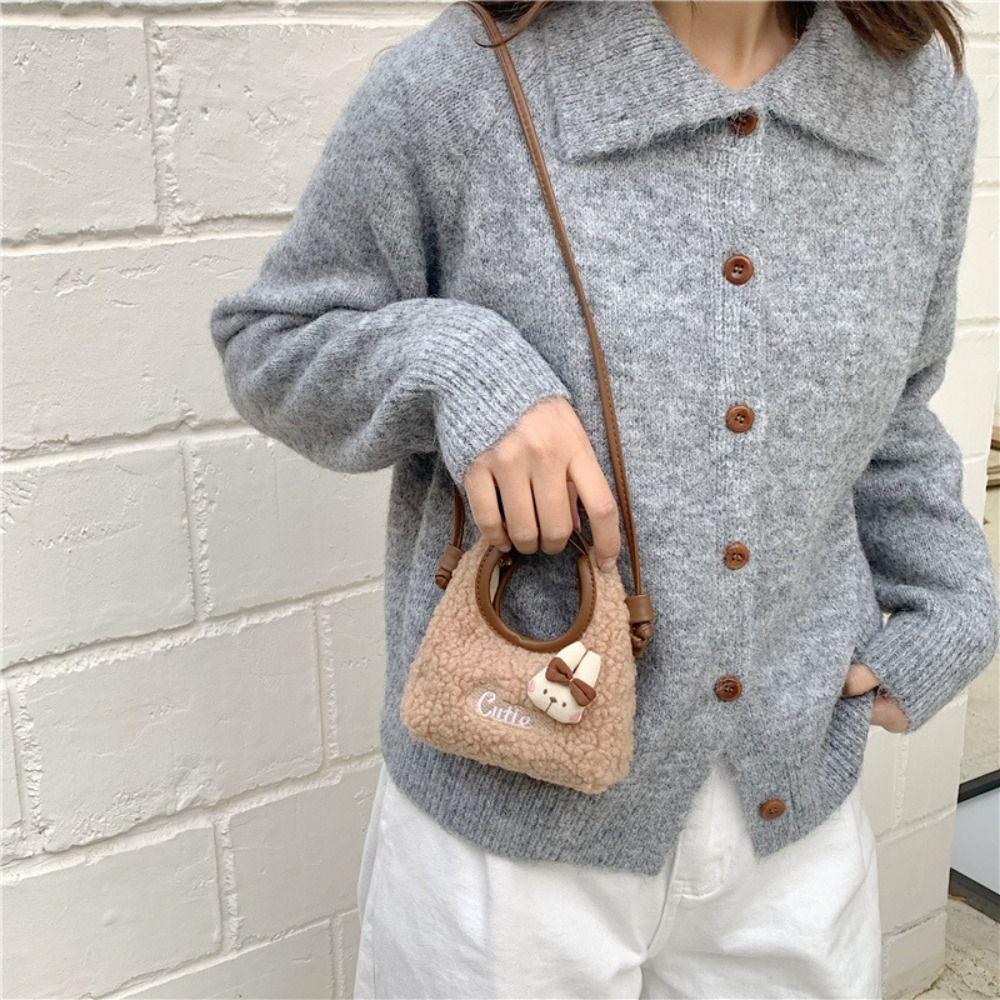Cute Furry Handbag Rabbit Mini Shoulder Bag Creative Plush Crossbody Bag  Autumn Winter