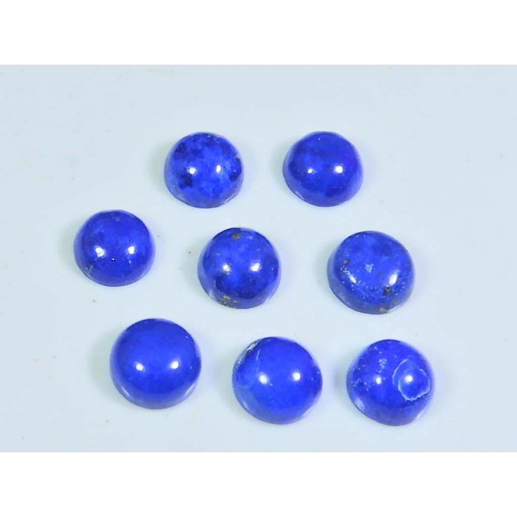 

7MM Natural Lapis Lazuli Round Cabochon Loose Gemstone 8Pcs Lot 14Cts. A-480