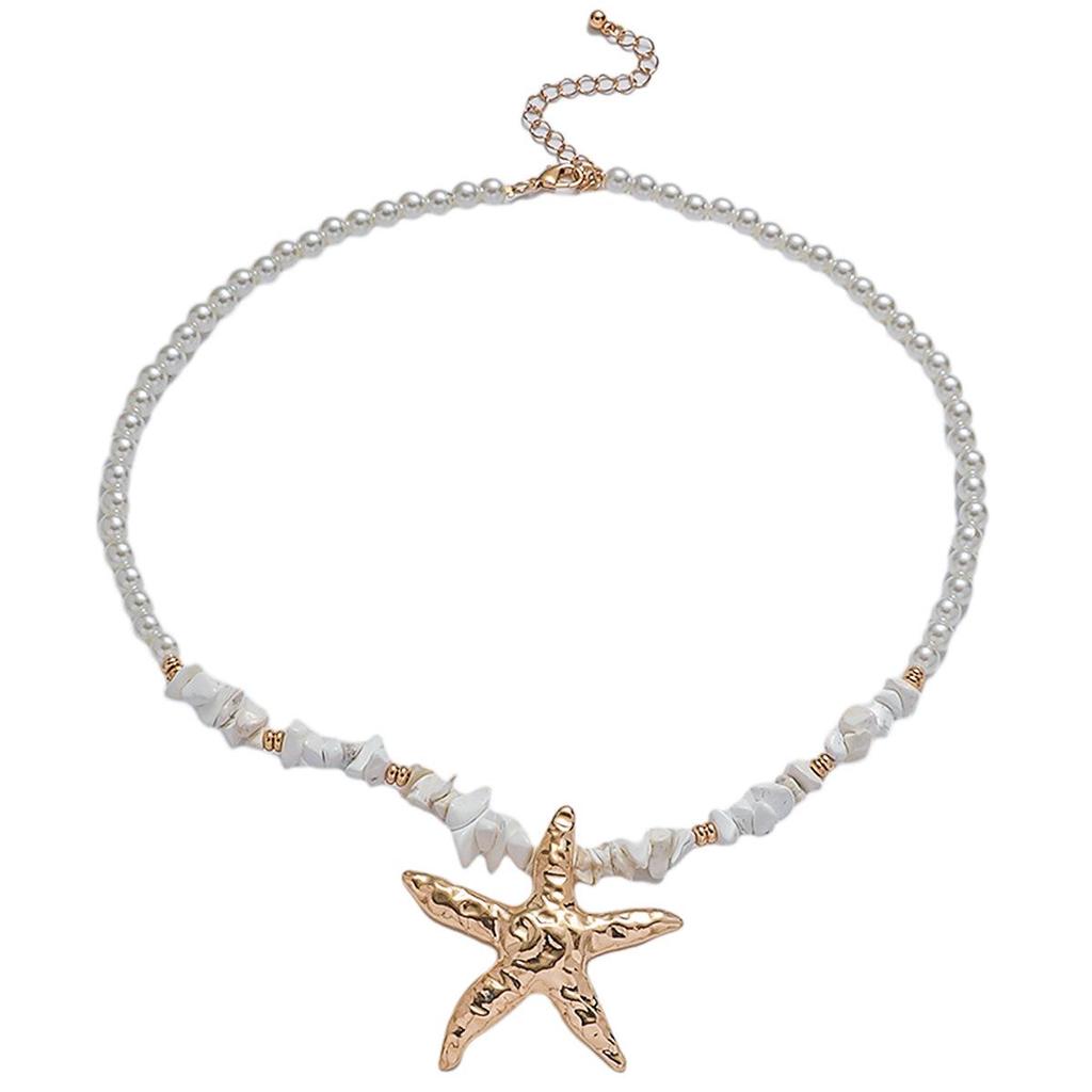 Cross-border Starfish Shell Beaded Necklace: Fashionable Handmade Imitation Pearl Jewelry