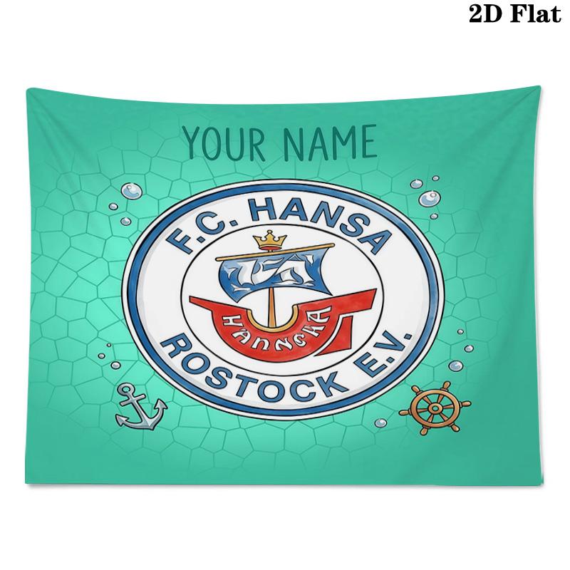 Benutzerdefinierte Name FC Hansa Rostock Gedruckte Wandteppich – Wandbehang für Schlafzimmer, Studentenwohnheime und Heimdekoration