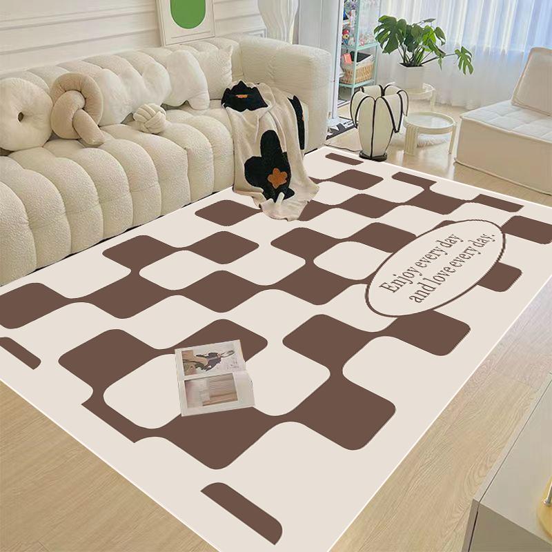Carpets for Living Room Black and White Plaid Simple Rug Modern Beige Home Decoration Bedroom Carpet Large Area Soft Floor Mat