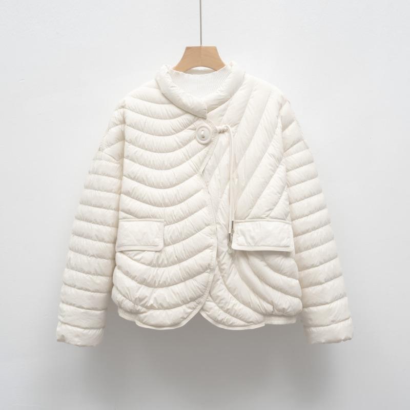 Down jacket new national standard 90 down casual autumn and winter light and simple solid color round neck loose coat