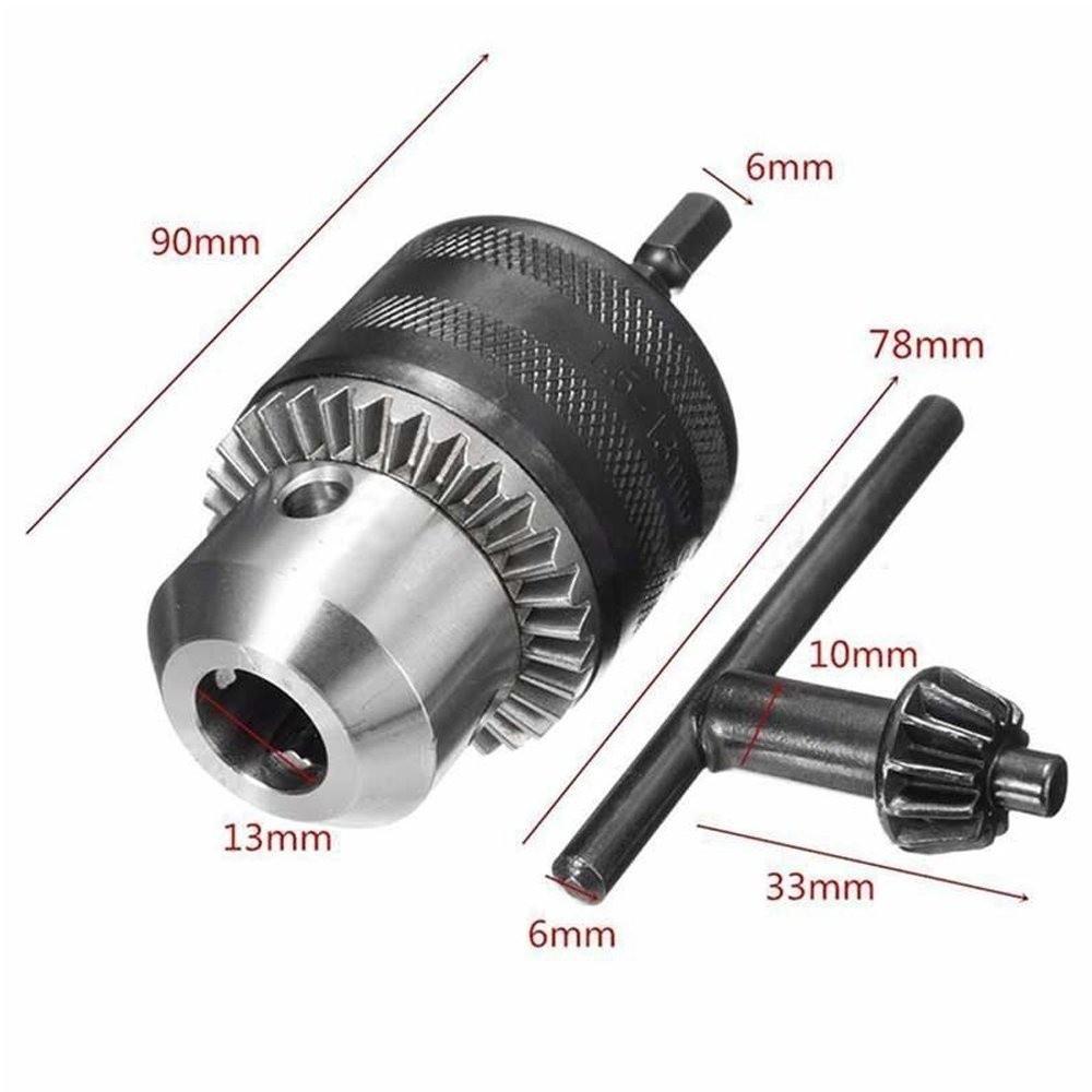 1/4" Hex Shank Keyed Drill Chuck 1/2-20UNF Mount Conversion Adapter Chuck For Fixing Drilling