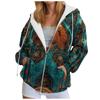 Vintage Printing Oversized Women'S Cardigan Hoodies Jacket Trendy Stylish Hooded Sweatshirt With Pockets Casual Zipper Hoodie