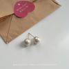 Retro cotton large pearl mosquito coil disc earrings MOM light luxury premium French stud earrings without ear clips