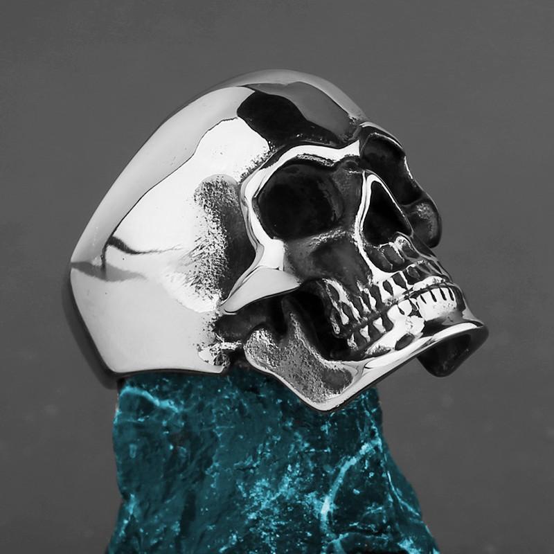 Anello Teschio in Acciaio Inossidabile 316L HNSP per Uomo Dito Punk Goth Accessori 8-14 Taglia Grande