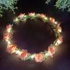 Luminous Flower Crowns Simulation Rose Flower Glowing Wreath Vintage Wreath Headband  For Bride