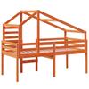 High Bed with Roof Wax Brown 80x200 cm Solid Pine Wood