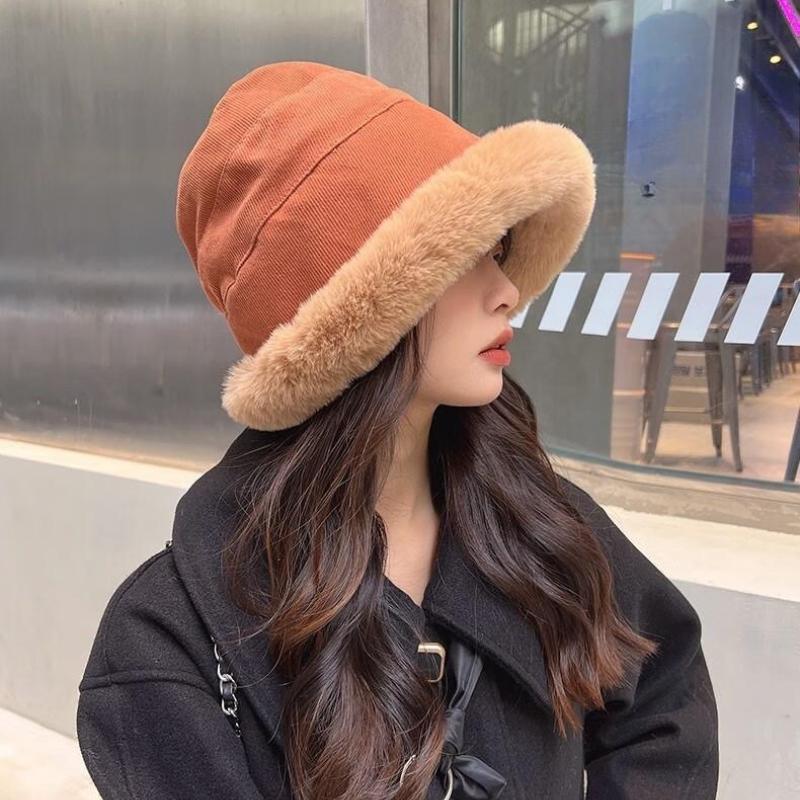 Damen Winter Bucket Hat Kunstpelz Warme Fischerhut Plus Samt Weicher Panamahut Dame Outdoor Plüsch Sonnenhut
