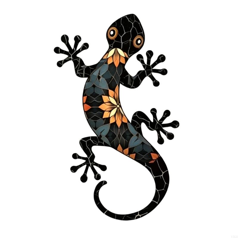 Metal Geckos Wall Decors Outdoor Fence Wall Art Decors,Hanging Decoration for Garden Yard Living Room Bedroom Balcony Y5GB