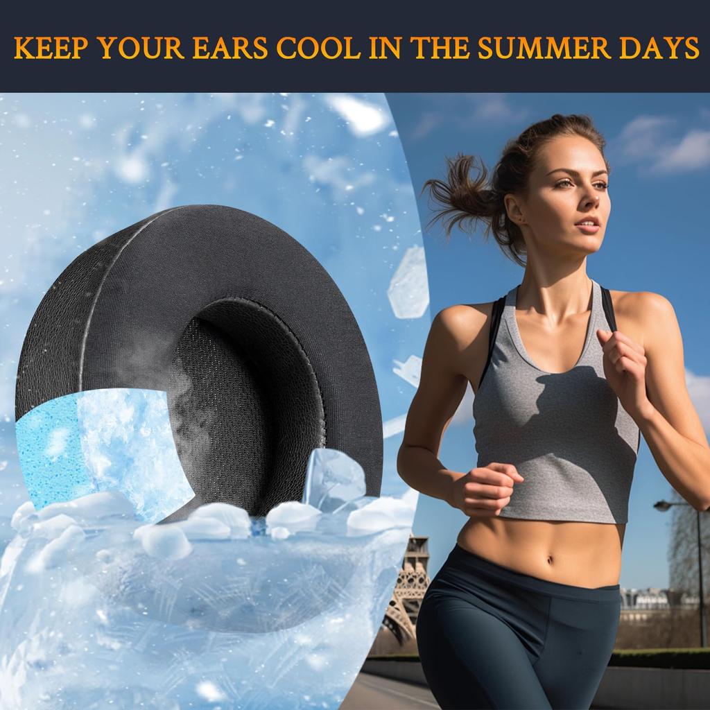 SOULWIT Cooling Gel Ear Pads, Ear Cushions for Corsair Virtuoso RGB Wireless XT SE, Thicker Replacement Headphone Pads, Noise-Isolating Foam, Black