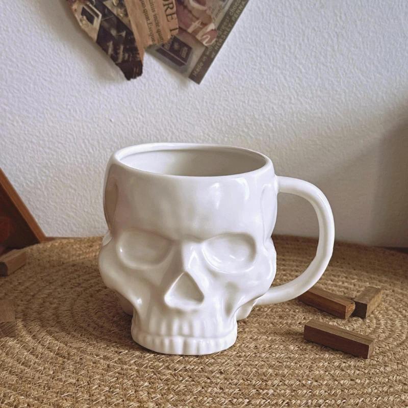 Dark Gothic Style Art Bone Skull Mug High-end Quirky Niche Design Cup Halloween Gift