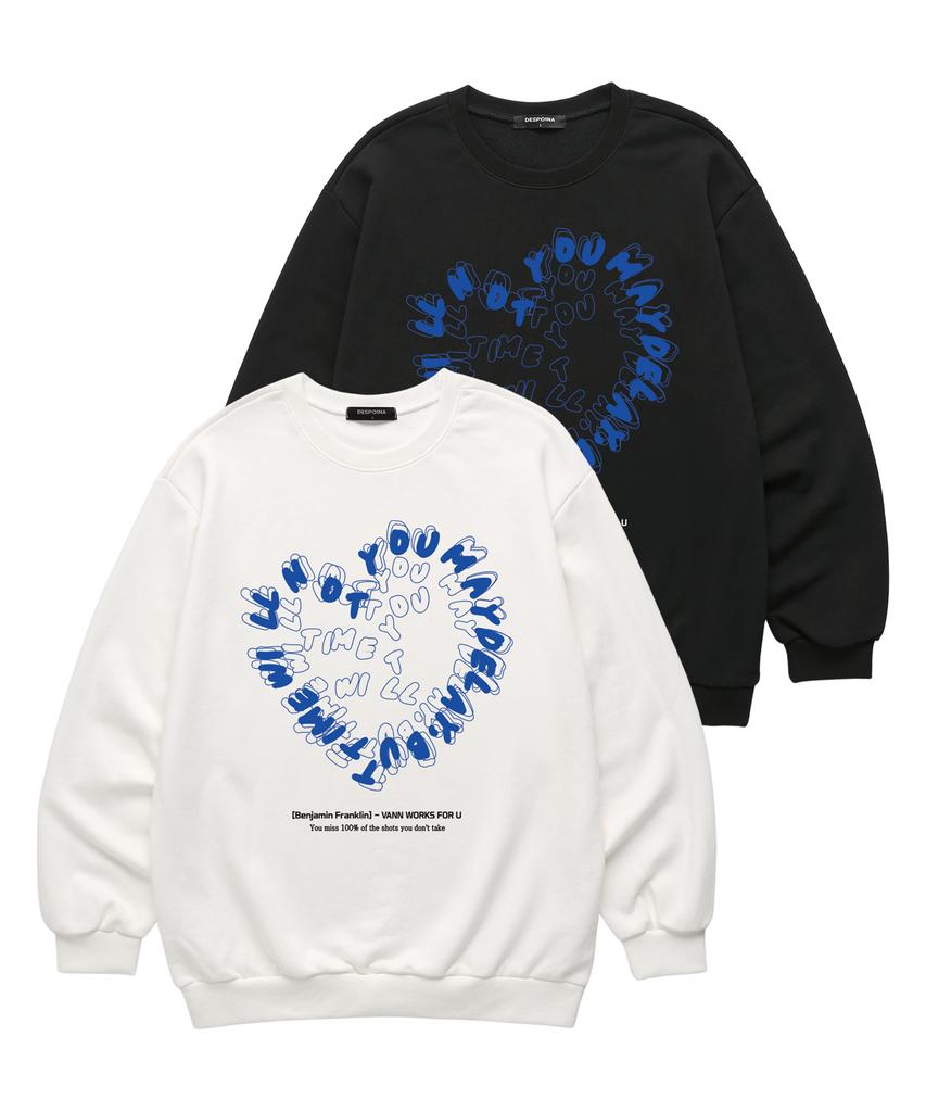 VANNWORKS Heart Typo Sweatshirt (Vls0077) Black