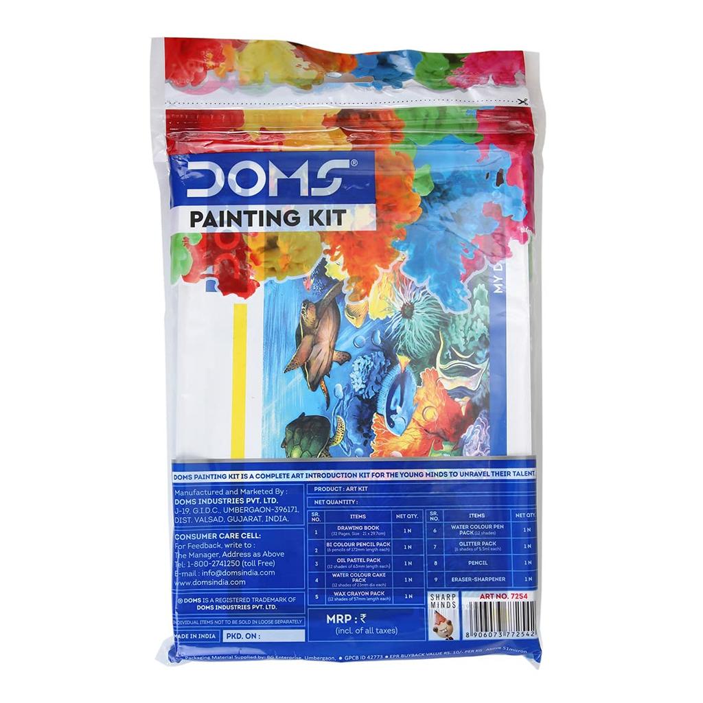 DOMS Painting Kit Pack of 1 8 Items Creative Art Set for Kids Artists, Office & School Works Multicolour Gift Kit