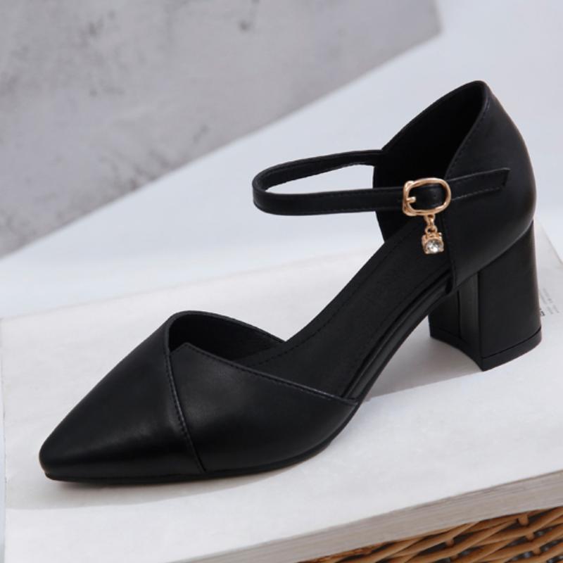 Korean Version Wild Thick with Pointed Single Shoes Fashion Comfortable High Heels Trend Sexy High Heels Wedding Shoes Mujer