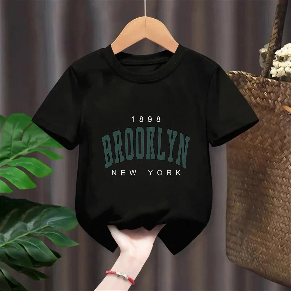 T Shirt Los Angeles Number 91 Brooklyn Graphic Round Neck Kids Tshirt Casual Girls Top