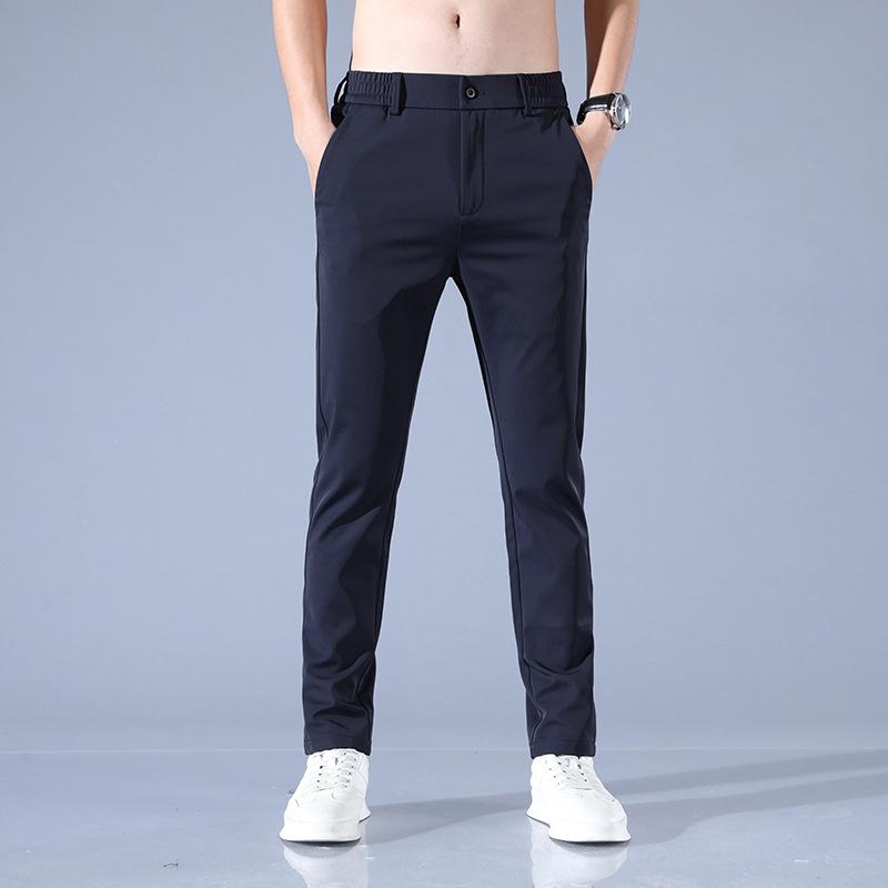 Pánske ležérne nohavice na jar a leto, elastické ľahké biznis šortky, slim fit trend, dlhé nohavice s elastickým pásom