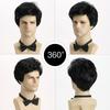Men Short Wave Synthetic Wigs with Bangs Layered Black Hair Daily Party Cosplay Wig Heat Resistant Fibre
