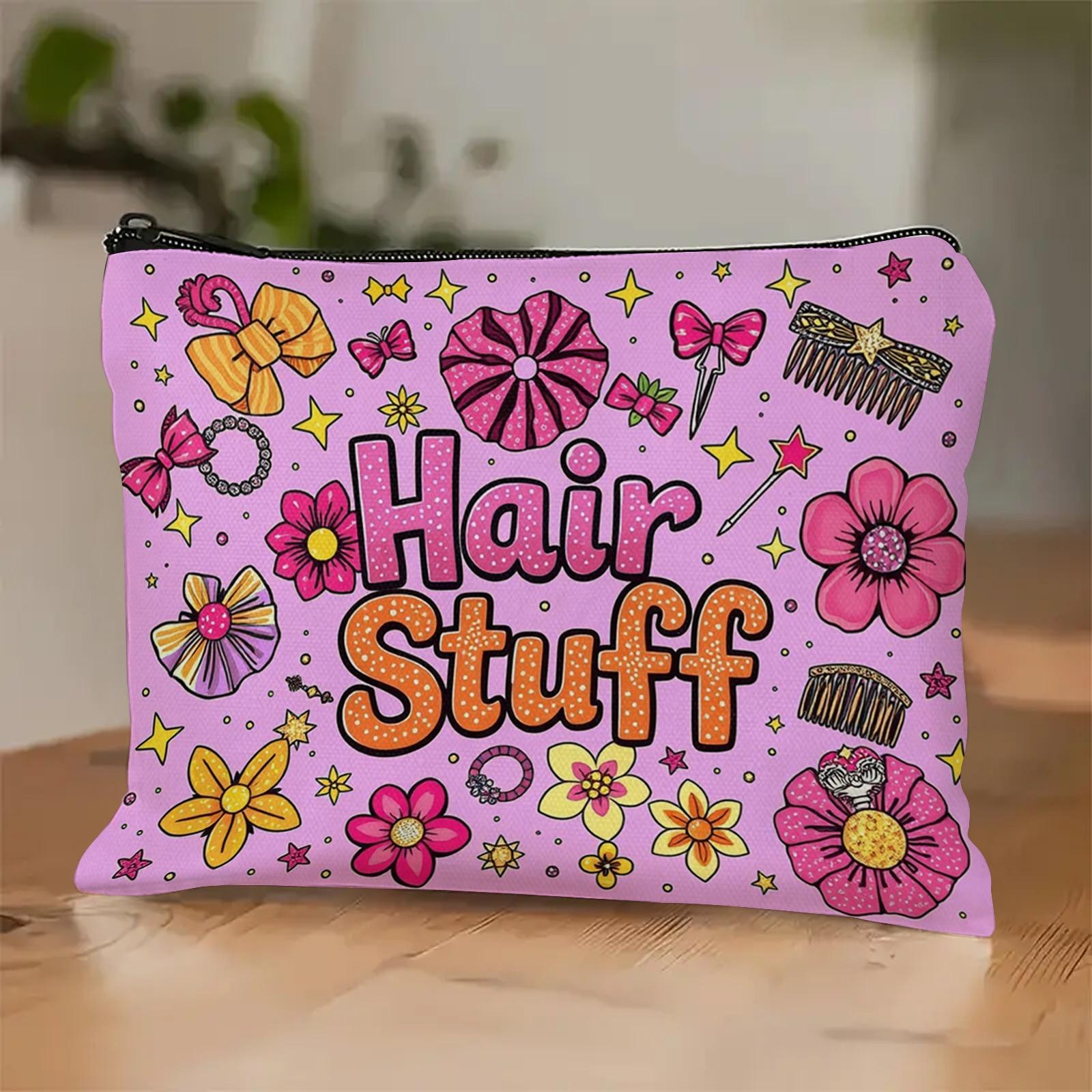 

A Flower And Star Patterned Makeup Bag- Multifunctional Zipper Pouch, Jewelry Storage Bag, Perfect Travel Zipper Small Storage B