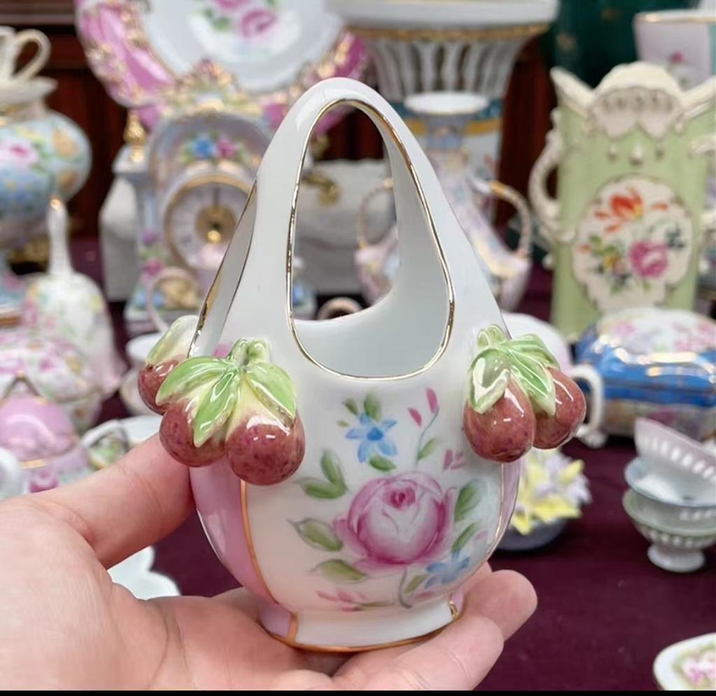 Ceramics Flower Jewelry Storage Box Vase Teapot Flower Basket Jewelry Case Storage Jewelry Organizer Display Home Decor Ornament