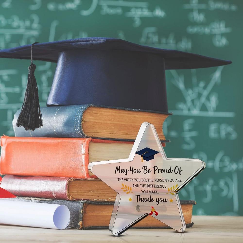 Graduation Season Star-Shaped Acrylic Plaque - "Thank You" Appreciation Gift with Inspirational Quote, Perfect for Graduates & Party Favors, Graduati